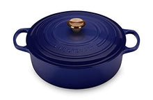 Load image into Gallery viewer, Le Creuset Signature Cast Iron Indigo 6.75-quart Round Wide Dutch Oven with Copper Knob