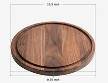 Load image into Gallery viewer, Befano Circle Black Walnut Wood Cutting Board for Kitchen with Deep Juice Groove,as Charcuterie Board, Serving Tray,Chopping Board for Meat,Vegetables,Bread,Gift Box Included(10.5x0.75 Inches)