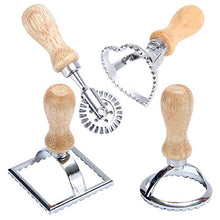 Load image into Gallery viewer, Ravioli Cutter Maker Stamp,Stainless Steel Ravioli Mold Set with 3 Ravioli Stamps and Ergonomic Wooden Handle for Ravioli,Pasta,Dumplings Lasagna