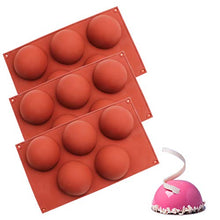 Load image into Gallery viewer, BAKER DEPOT Silicone Mold for Pudding Jelly Candy Chocolate Cake Decorating Silicone Mousse Mold round BIG DOME silicone mold (Hole Dia:3 1/8inch), Set of 3