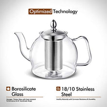 Load image into Gallery viewer, Hiware 1000ml Glass Teapot with Removable Infuser, Stovetop Safe Tea Kettle, Blooming and Loose Leaf Tea Maker Set