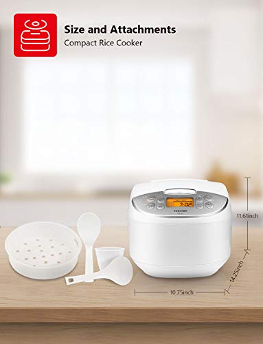 TRCS01 Toshiba Rice Cooker 6 Cups Uncooked (3L) With Fuzzy Logic And  One-Touch Cooking, White