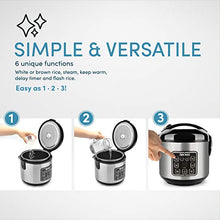 Load image into Gallery viewer, Aroma Housewares 2-8-Cups (Cooked) Digital Cool-Touch Rice Grain Cooker and Food Steamer, Stainless, 8 Cup, Silver