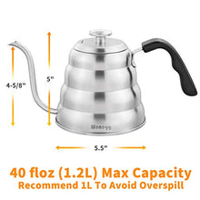 Load image into Gallery viewer, Pour Over Coffee Kettle with Thermometer for Exact Temperature 40 fl oz - Premium Stainless Steel Gooseneck Kettle for Drip Coffee, French Press and Tea - Works on Stove and Any Heat Source