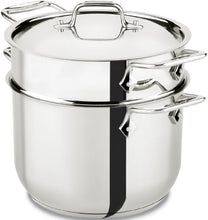 Load image into Gallery viewer, All-Clad E414S6 Stainless Steel Pasta Pot and Insert Cookware, 6-Quart, Silver -