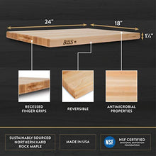 Load image into Gallery viewer, John Boos R02 Maple Wood Edge Grain Reversible Cutting Board, 24 Inches x 18 Inches x 1.5 Inches