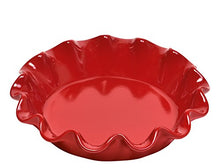 Load image into Gallery viewer, Emile Henry Made in France Ruffled Pie Dish 10.5&quot; X2.5&quot;, 10.5&quot; by 2.5&quot;, Burgundy Red