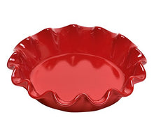 Load image into Gallery viewer, Emile Henry Made in France Ruffled Pie Dish 10.5" X2.5", 10.5" by 2.5", Burgundy Red