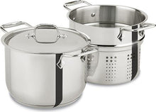 Load image into Gallery viewer, All-Clad E414S6 Stainless Steel Pasta Pot and Insert Cookware, 6-Quart, Silver -