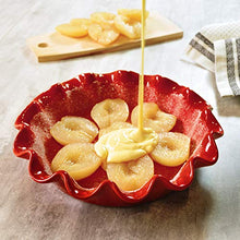 Load image into Gallery viewer, Emile Henry Made in France Ruffled Pie Dish 10.5" X2.5", 10.5" by 2.5", Burgundy Red