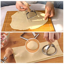Load image into Gallery viewer, Ravioli Cutter Maker Stamp,Stainless Steel Ravioli Mold Set with 3 Ravioli Stamps and Ergonomic Wooden Handle for Ravioli,Pasta,Dumplings Lasagna