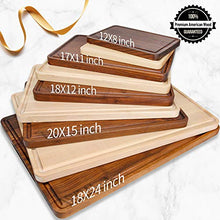 Load image into Gallery viewer, Wood Cutting Board Large Walnut 17x11 Inch Reversible with Handles and Juice Groove, Extra Thick Butcher Block Chopping Board Carving Cheese Charcuterie Serving Handmade