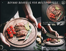 Load image into Gallery viewer, Befano Circle Black Walnut Wood Cutting Board for Kitchen with Deep Juice Groove,as Charcuterie Board, Serving Tray,Chopping Board for Meat,Vegetables,Bread,Gift Box Included(10.5x0.75 Inches)