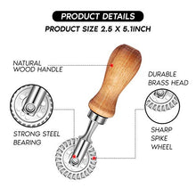 Load image into Gallery viewer, Ravioli Stamp Maker Cutter with Roller Wheel Set, Mold with Wooden Handle and Fluted Edge, Pasta Press Kitchen Attachment (3 Set and Cutter)