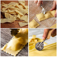 Load image into Gallery viewer, Ravioli Cutter Maker Stamp,Stainless Steel Ravioli Mold Set with 3 Ravioli Stamps and Ergonomic Wooden Handle for Ravioli,Pasta,Dumplings Lasagna
