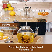 Load image into Gallery viewer, Hiware 1000ml Glass Teapot with Removable Infuser, Stovetop Safe Tea Kettle, Blooming and Loose Leaf Tea Maker Set