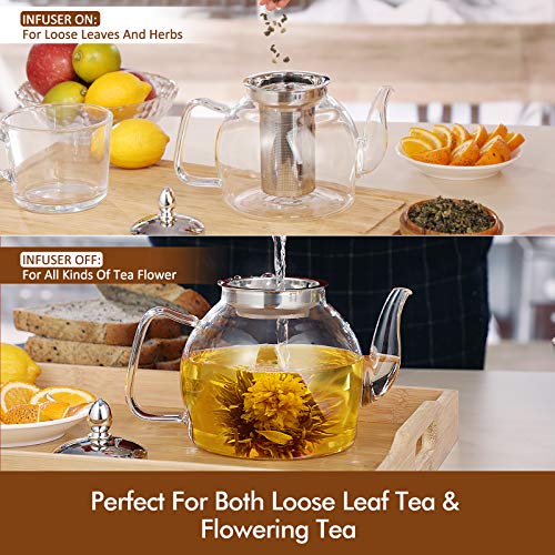 Hiware Glass Teapot Kettle with Removable Tea Strainer