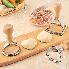 Load image into Gallery viewer, Ravioli Cutter Maker Stamp,Stainless Steel Ravioli Mold Set with 3 Ravioli Stamps and Ergonomic Wooden Handle for Ravioli,Pasta,Dumplings Lasagna