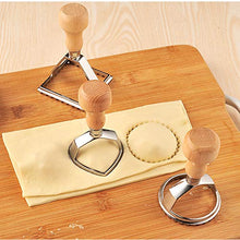Load image into Gallery viewer, Ravioli Cutter Maker Stamp,Stainless Steel Ravioli Mold Set with 3 Ravioli Stamps and Ergonomic Wooden Handle for Ravioli,Pasta,Dumplings Lasagna