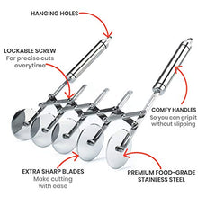Load image into Gallery viewer, Oleex ‘All-Dough’ Pastry Cutter Set. 5 Wheel Dough Cutter and Dual Fluted Ravioli Cutter Wheel/Pizza Cutter Wheel! Versatile Brownie Cutter, Pasta Maker, Noodle Cutter, Stainless Steel Pizza Slicer