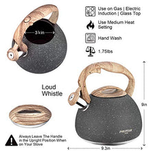 Load image into Gallery viewer, Poliviar Tea Kettle, 2.7 Quart Natural Stone Finish with Wood Pattern Handle Loud Whistle Anti-Rust,  for All Heat Sources (JX2018-GR20)
