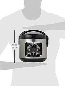 Aroma Housewares 2-8-Cups (Cooked) Digital Cool-Touch Rice Grain Cooker and Food Steamer, Stainless, 8 Cup, Silver