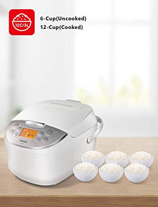 Toshiba TRCS01 Cooker 6 Cups Uncooked (3L) with Fuzzy Logic and One-Touch Cooking, Brown Rice, White Rice and Porridge