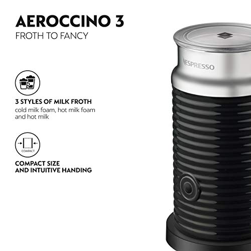 Nespresso Aeroccino 3 One-Touch Non-Stick Milk Frother (Black)