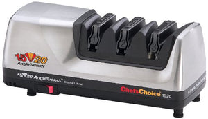 Chef'sChoice Hone Electric Knife Sharpener for 15 and 20-degree Knives 100% Diamond Abrasive Stropping Precision Guides for Straight and Serrated Edges, 3-Stage, Gray