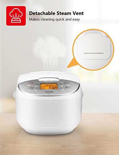 Toshiba Rice Cooker 6 Cups Uncooked (3L) with Fuzzy Logic and One-Touch Cooking White