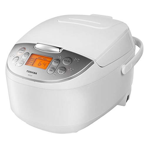 Toshiba Digital Programmable Rice Cooker, Steamer & Warmer, 3 Cups Uncooked Rice with Fuzzy Logic and One-Touch Cooking, 24 Hour Delay Timer and Auto