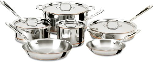 All-Clad E796S364 Specialty Stainless Steel Dishwasher Safe 12-Quart Multi Cooker Cookware Set, 3-Piece, Silver