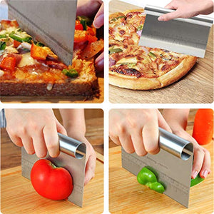 2 Pcs Dough Cutters, Dough Bench Scraper for Baking Cake, Professional Stainless Steel Pizza Cutter for Pastry, Bread, Pasta