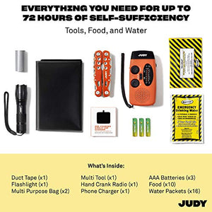 JUDY Emergency Preparedness Kit in Bin - Emergency Preparedness Bin with Tools for Safety & Warmth, First Aid, and Food & Water - The Safe, Extra Large Size