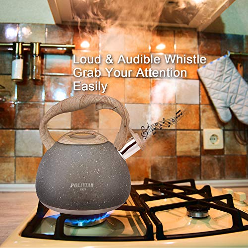 POLIVIAR Tea Kettle, Iron Grey Tea Pot Stovetop, 2.7 Quart Loud Whistling  Coffee and Teapot, Food Grade Stainless Steel for Anti-Hot Handle and  No-Rust, Suitable for All Heat Sources (JX2020-RB30) - Yahoo