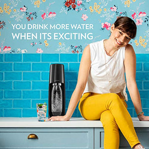 SodaStream Fizzi Sparkling Water Maker Bundle (Black), with CO2, BPA free Bottles, and 0 Calorie Fruit Drops Flavors