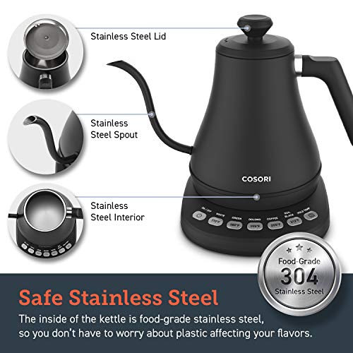 304 Stainless Steel Black Gooseneck Pour Over Coffee Kettle